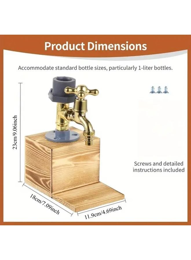 Dark Wood Grain Whiskey Dispenser With Double Outlet Rustic Bar Decor Gift - Image 4